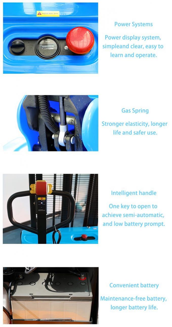 Năng lượng công nghiệp Máy xếp hàng điện Xe nâng 2000lbs Capacity Automatic pallet stacker lift 1