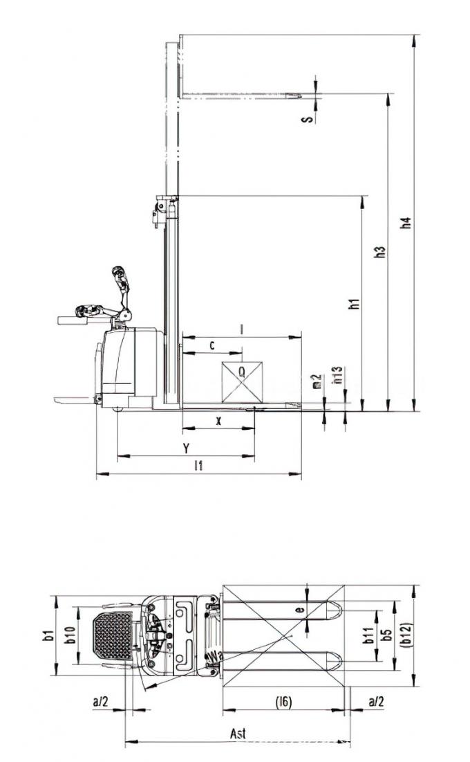 Đứng trên Electric Stacker Cầm ga điện pallet stacker 6