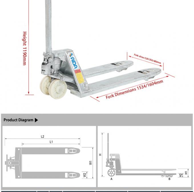 Xe tải bếp tay galvanized 685mm Fork Width ISO chứng nhận 1